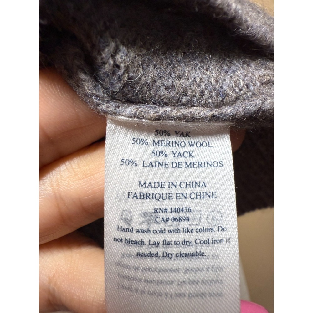 Faherty Colette Sweater Tee Womens XS Gray Yak‎ Merino Wool Fringe Crewneck - Picture 5 of 6